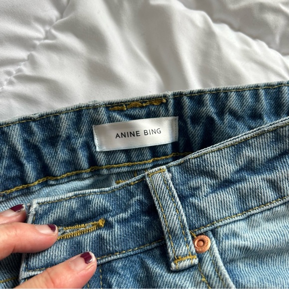 Anine Bing Sz 27 Stella Jeans Cropped Flare Raw Hem Fading Light Blue - Picture 6 of 11